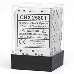 12mm D6 Opaque WhiteBlack